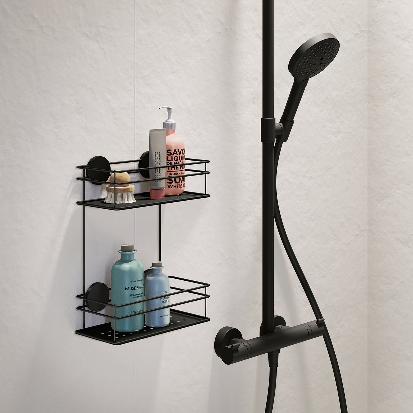 Double Shower Basket, Self-adhesive