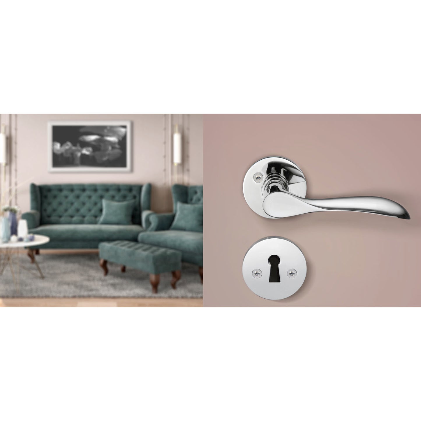 INNERDÖRRTRYCKE POLERAD KROM