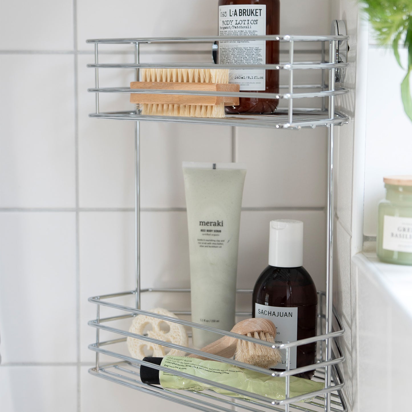 Double Corner Shower Basket, Self-adhesive