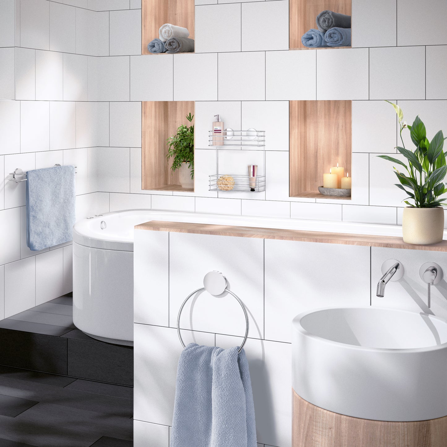 HANDDUKSRING KROM ROSTF./PLAST