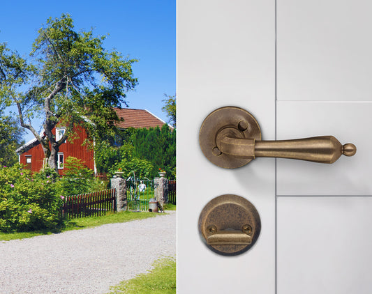 YTTERDÖRRTRYCKE ANTIK MÄSSING