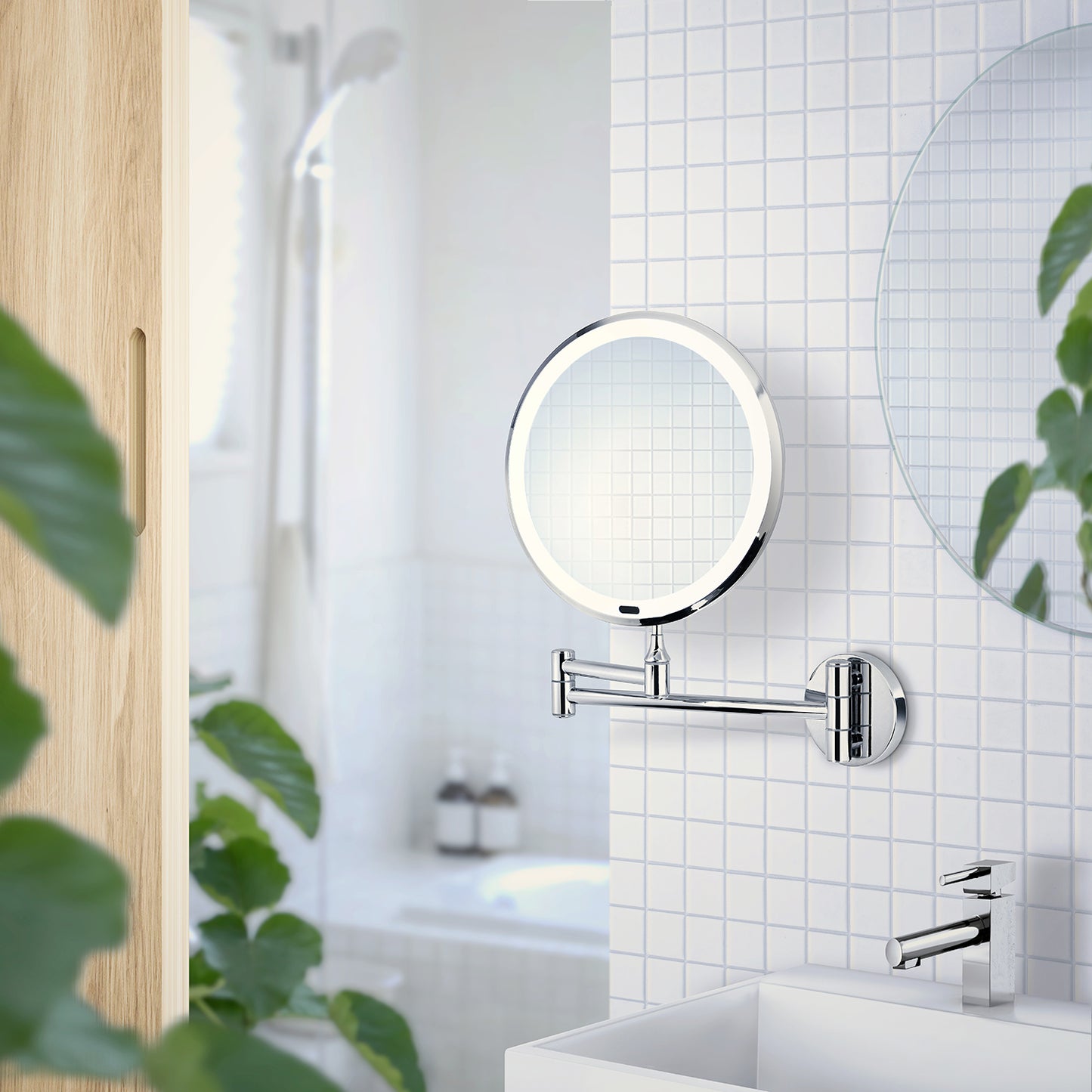 SMINKSPEGEL VÄGG, LED, KROM