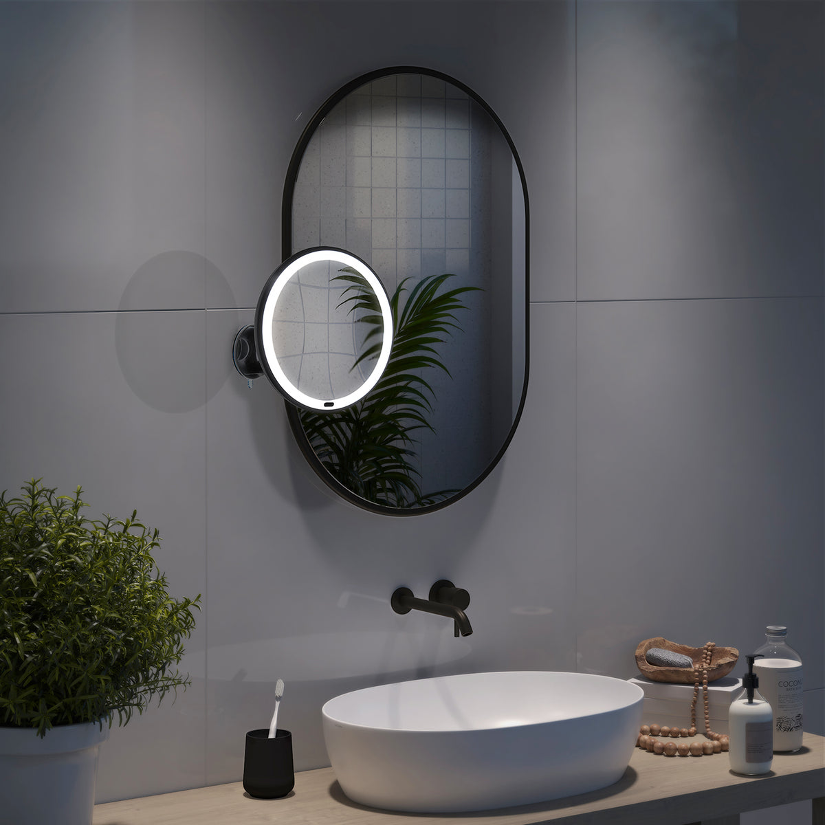 LED Makeup Mirror, Black