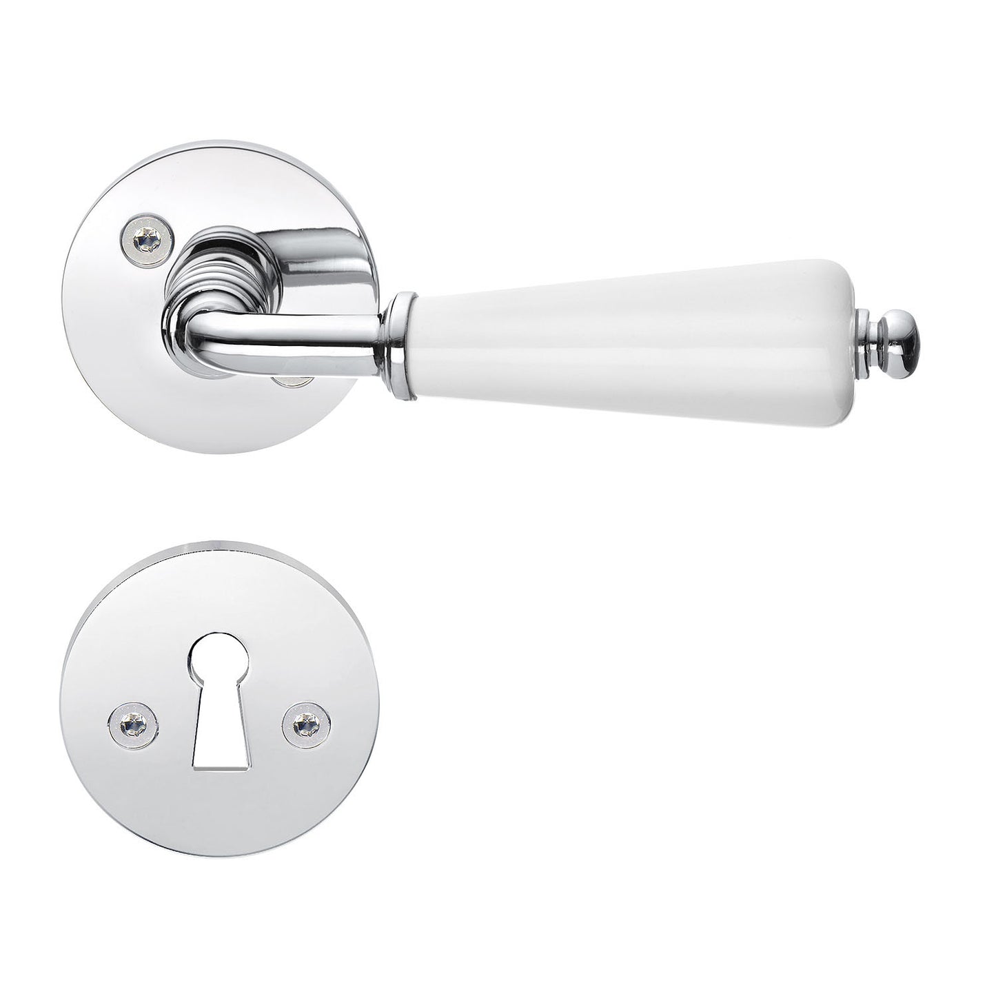 INNERDÖRRTRYCKE KROM/VIT PORSL