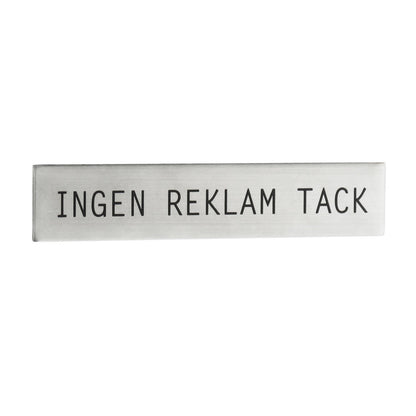 Självhäftande skylt, INGEN REKLAM TACK