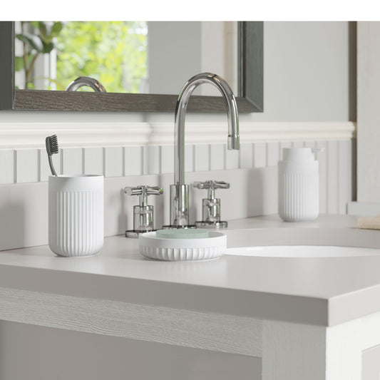 BB TVÅLKOPP/FAT RÄFFLAD VIT