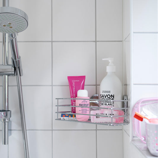 Single Corner Shower Basket, Self-adhesive